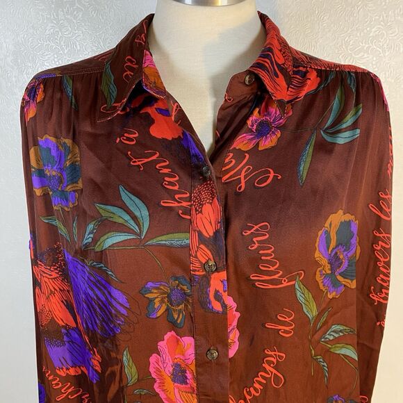 Free People sz L Silky Nights Button Up Tunic - Picture 2 of 15